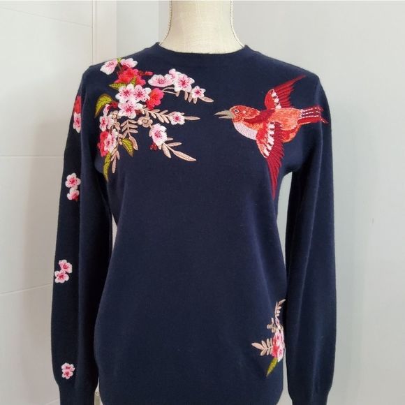 Ted Baker London Sweaters - Ted Baker London Women's Auroraa Bird Blossom Embroidered Sweater Size 2 US 4-6